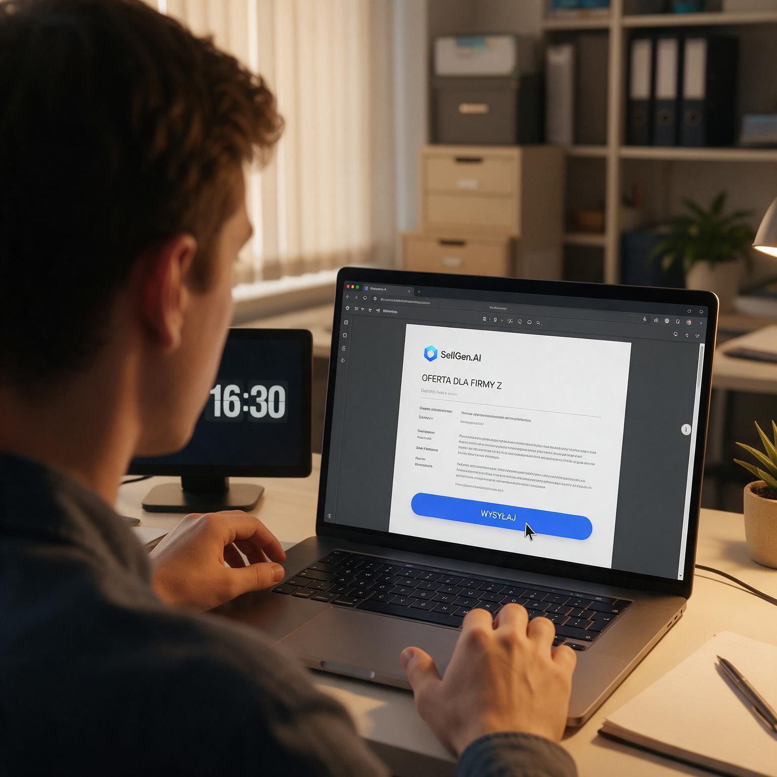 Gotowa oferta wygenerowana przez SellGen na ekranie laptopa